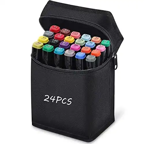 Riyaned Alkoholmarker Set für Künstler 24 Farben, Permanentmarker