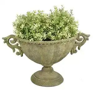 Amphore esschert design aged metal gruen vase oval s
