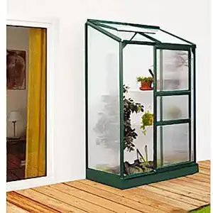 Anlehngewaechshaus vitavia gewaechshaeuser ida 900 alu gruen