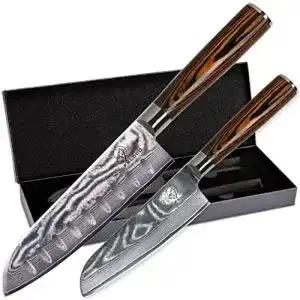 Damastmesser set wolfblood 2er 30cm und 24cm profi santoku