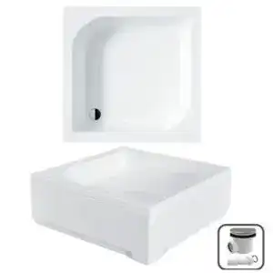 Duschwanne vbchome 80x80 cm quadratisch mit acrylschuerze