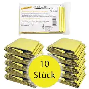 Rettungsdecke tiga med 10er set gold silber 210x160cm