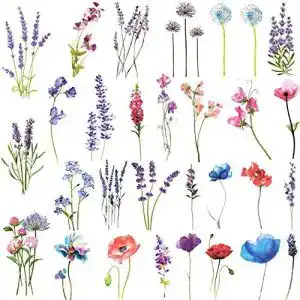 Temporaere tattoos coktak 12 blaetter aquarell lavendel frauen