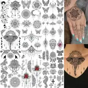 Temporaere tattoos egmbgm 28 blaetter schwarz frauen maedchen 1