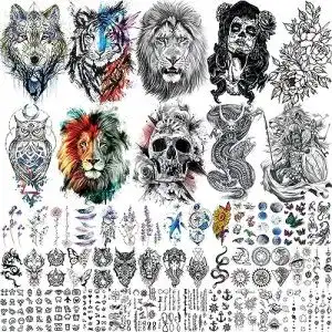 Temporaere tattoos egmbgm 53 blaetter gross bunt tiger drachen 1