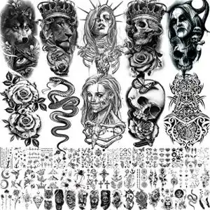 Temporaere tattoos shegazzi 62 blaetter wolf loewe maenner frauen