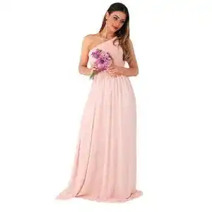 Ballkleid krisp bodenlanges schulterfreies chiffon rosa gr xxl