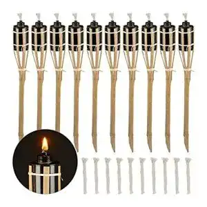 Gartenfackel relaxdays 10er set bambus oelfackeln fuer draussen 1