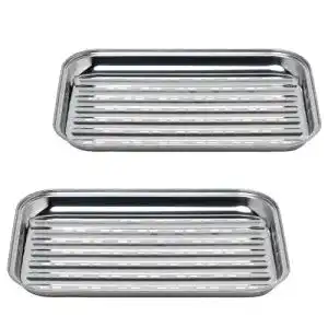Grillplatte gourmeo bbq grillschalen 2er set edelstahl grillkorb