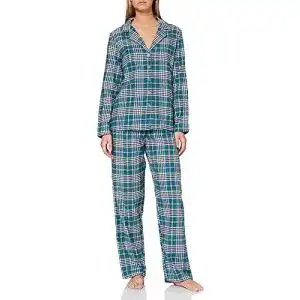 Pyjama damen iris lilly damen langarm schlafanzug set flanell