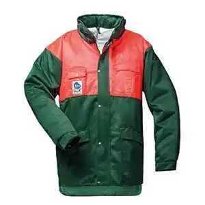 Schnittschutzjacke feldtmann gruen rot