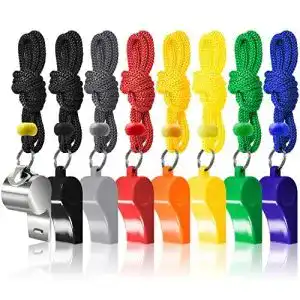 Trillerpfeife finegood 8 stueck pfeifen mit lanyard 7cs kunststoff