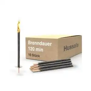 Wachsfackel hussala diamond 10 stueck 120 min mit holzstab