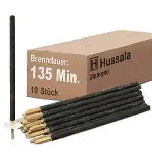 Wachsfackel hussala diamond 10 stueck 135 min mit holzstab
