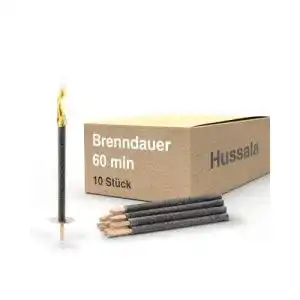 Wachsfackel hussala diamond 10 stueck 60 min mit holzstab