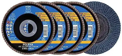 Fächerscheiben Set 125mm 4-teilig – Körnung 40/60/100/120, Aufnahme 22,23 Mm, Typ 29, Für Winkelschleifer – Ideal Für Metall, Rost, Farbe & Schweißnähte – Grob Bis Fein