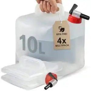 Faltkanister baubar 4er set 10l faltbarer wasserkanister mit hahn