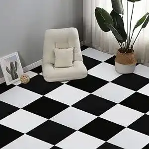 Klick vinyl elffloor pvc bodenbelag selbstklebende schwarz weiss