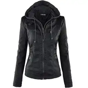 Lederjacke damen newbestyle kapuzen kunstleder damen jacke