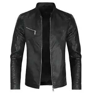 Lederjacke herren sliktaa herren jacke kunstleder mit stehkragen