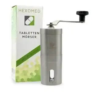 Tablettenmoerser hexomed edelstahl zum drehen