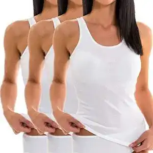Unterhemd damen hermko 1310 3er pack basic tank tops