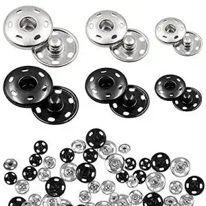 Druckknoepfe leikedun set 60 saetze schwarz silber metall