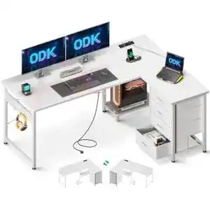 Eckschreibtisch odk mit 4 schubladen 135x100 cm l form