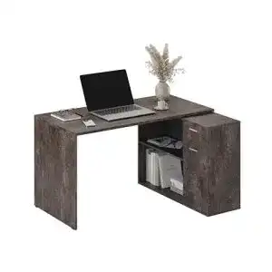 Eckschreibtisch ricoo mit stauraum in betonoptik wm083 bg