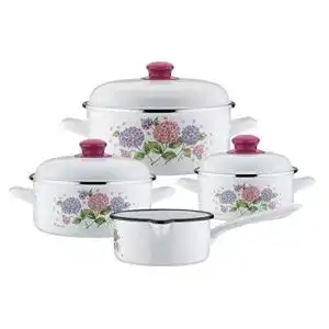 Emaille topfset gsw kochtopf set hortensie 7 tlg