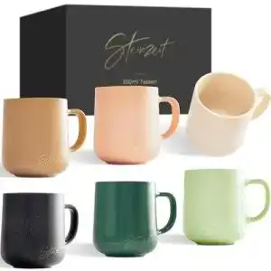 Kaffeetassen steinzeit design 6x350ml kaffeebecher