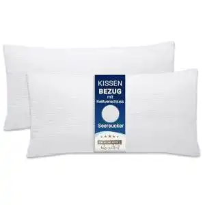 Kissenbezug zollner 2er set 40x80 cm weiche kissenhuelle weiss