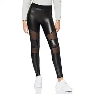 Leder leggings urban classics damen ladies tech mesh