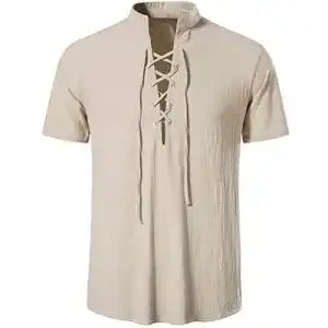 Leinenhemd herren luyana casual kurzarm leinen shirt hippie v