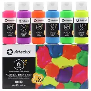 Neonfarben artecho fluoreszierende farbe schwarzlicht 6x59 ml