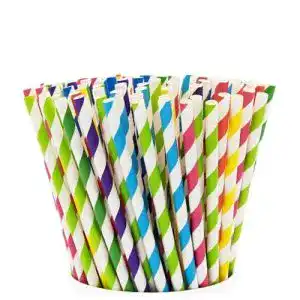 Papierstrohhalme gusto 200 pack striped paper drinking straws