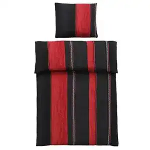Seersucker bettwaesche optidream 4 teilig mikrofaser schwarz rot