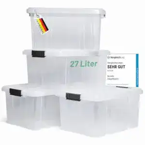 Stapelboxen novaliv 4x aufbewahrungsboxen mit deckel 27l