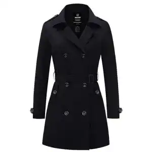 Trenchcoat damen wantdo damen zweireihige knopfverschluesse