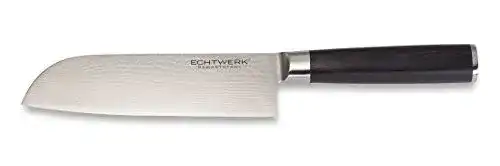 Echtwerk Damastmesser Santokumesser mit Holzgriff und scharfer Klinge