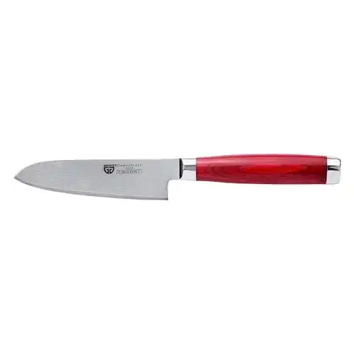 Santoku Damastmesser von GRÄWE mit 12,5 cm Klinge aus Damaststahl