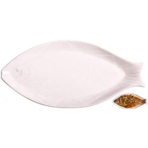 Fischteller Doitool 16 Zoll Oval aus Keramik für Servieren von Fischgerichten