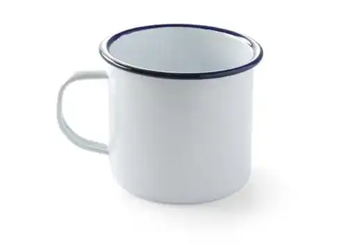 Emaille-Tasse Hendi mit Henkel und blauem Rand, 0,52L