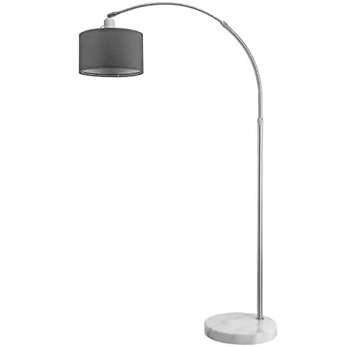 Bogenlampe mit Stoffschirm und Marmorfuß, höhenverstellbar 150-175 cm