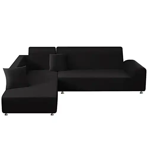 Sofa Bezug ELEOPTION elastischer Stretch Überwurf für L-Form Sofas
