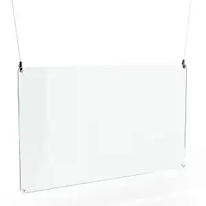 Acrylglas Spuckschutz zur Deckenmontage mit Aufhängeösen