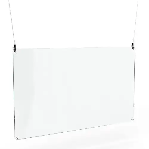 Acrylglas Spuckschutz zur Deckenmontage mit Aufhängeösen