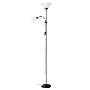 Deckenfluter Brilliant Lampe Spari mit Lesearm in schwarz/weiß