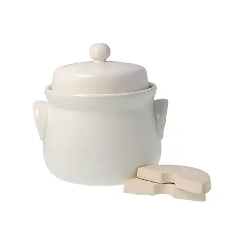 Gärtopf PureNature Rumtopf mit Stein, cremefarben, 2 Liter