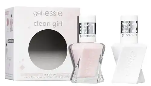 Nagellack Essie Gel Couture Set Clean Girl (Nr. 00 Top Coat, Nr. 10 Sheer Fantasy)